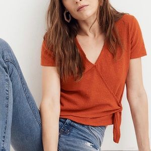 Madewell Texture & Thread Wrap-Tie Top Sz S